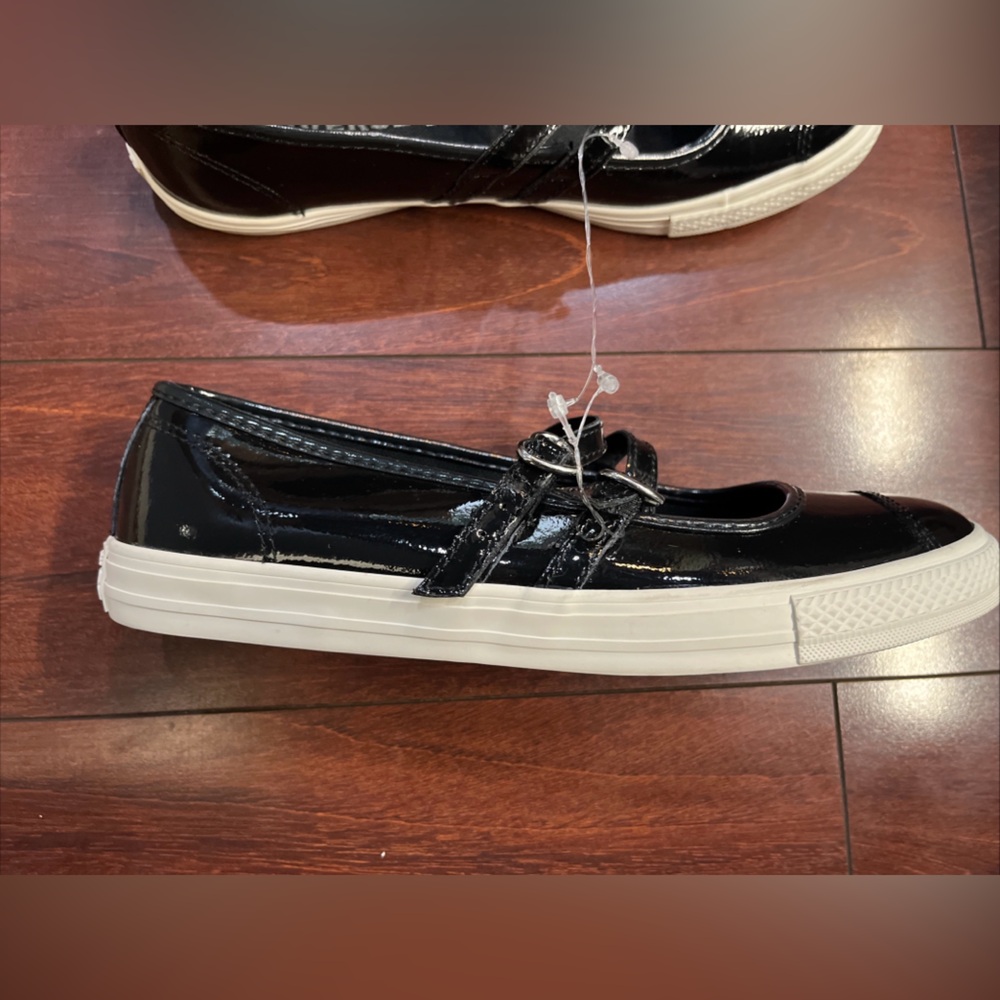 Womens 8.5 Converse Dainty Mary Jane Slip Black Patent Leather Valentines Day #1 - Picture 13 of 16